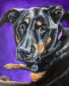 black and tan dog painting